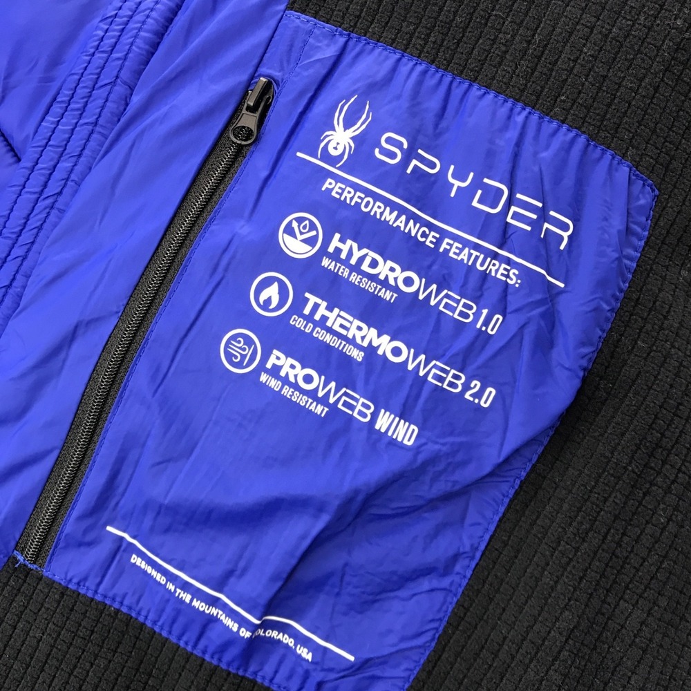 Spyder Jacket Men Large Blue Puffer Thermo Hydro Pro Web Insulated Hood Gorpcore - Picture 10 of 16